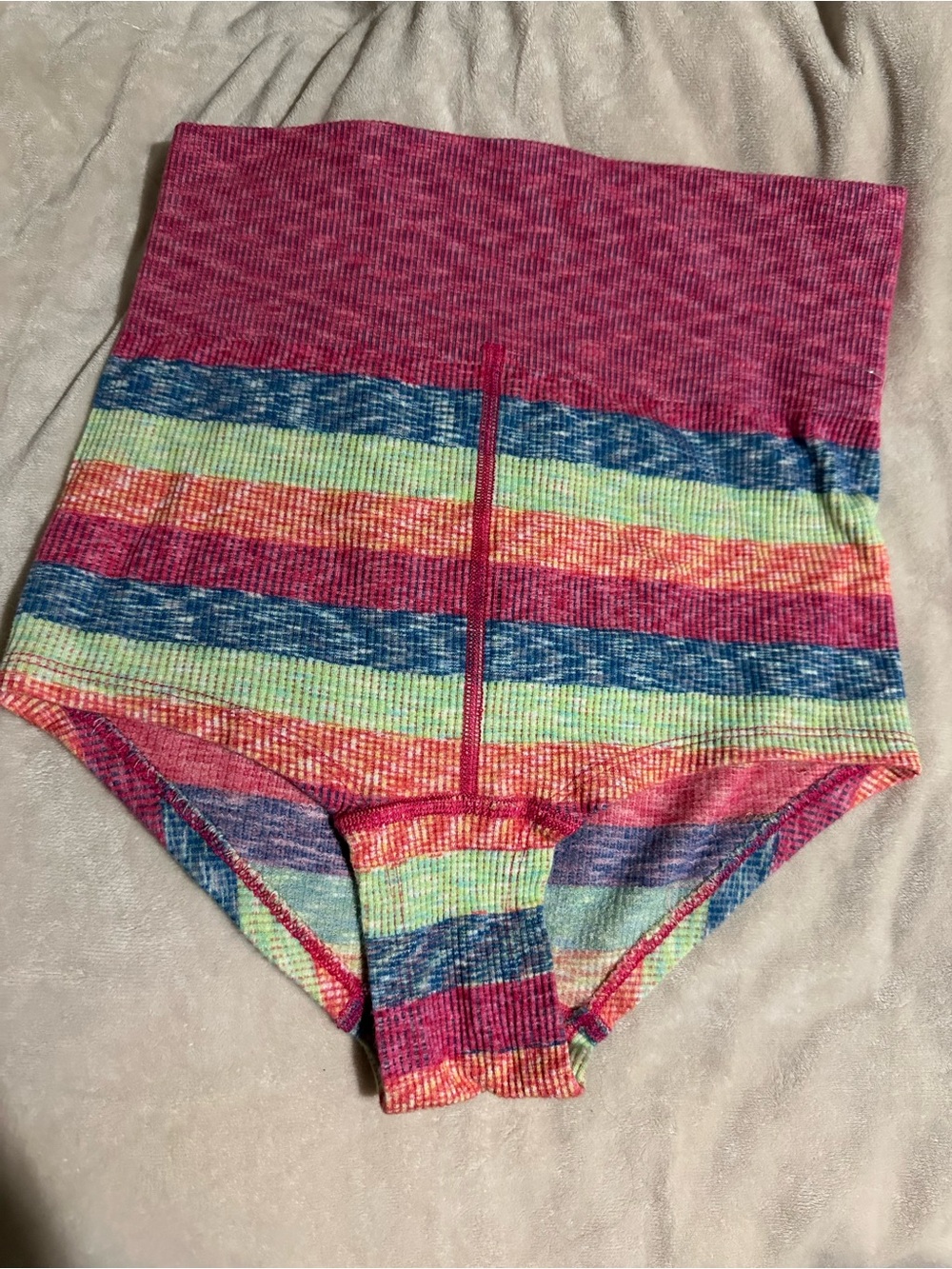 FP Movement by Free People Happiness Run Colorful Striped High-Waist Brief.